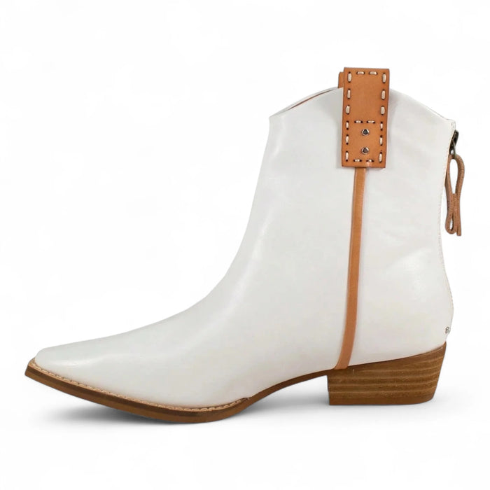 Abby Western Cowboy Ankle Booties - White
