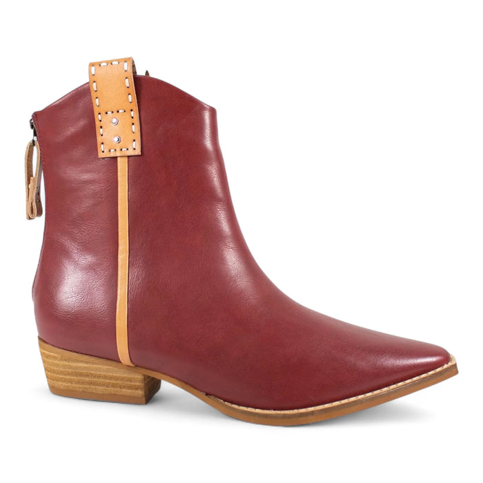 Abby Western Cowboy Ankle Booties - Dark Red