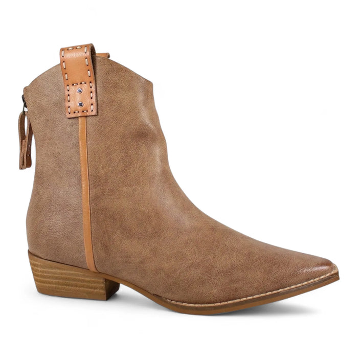 Abby Western Cowboy Ankle Booties - Taupe