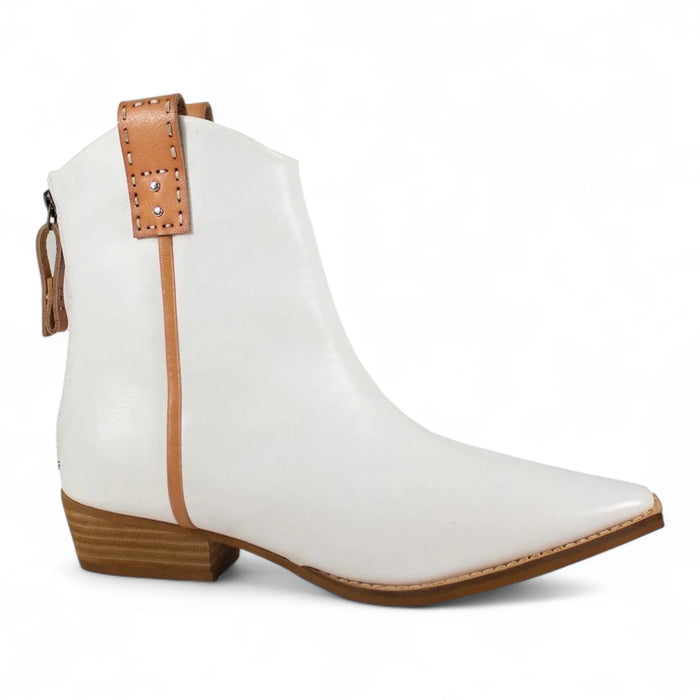 Abby Western Cowboy Ankle Booties - White