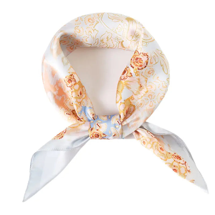 Abstract Floral Print Bandana Scarf - Aqua - SCARVES