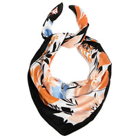 Colorful Abstract Floral Print Scarf folded in a triangle shape for stylish elegance