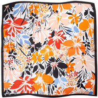 Colorful abstract floral print scarf with a black border for stylish accessories