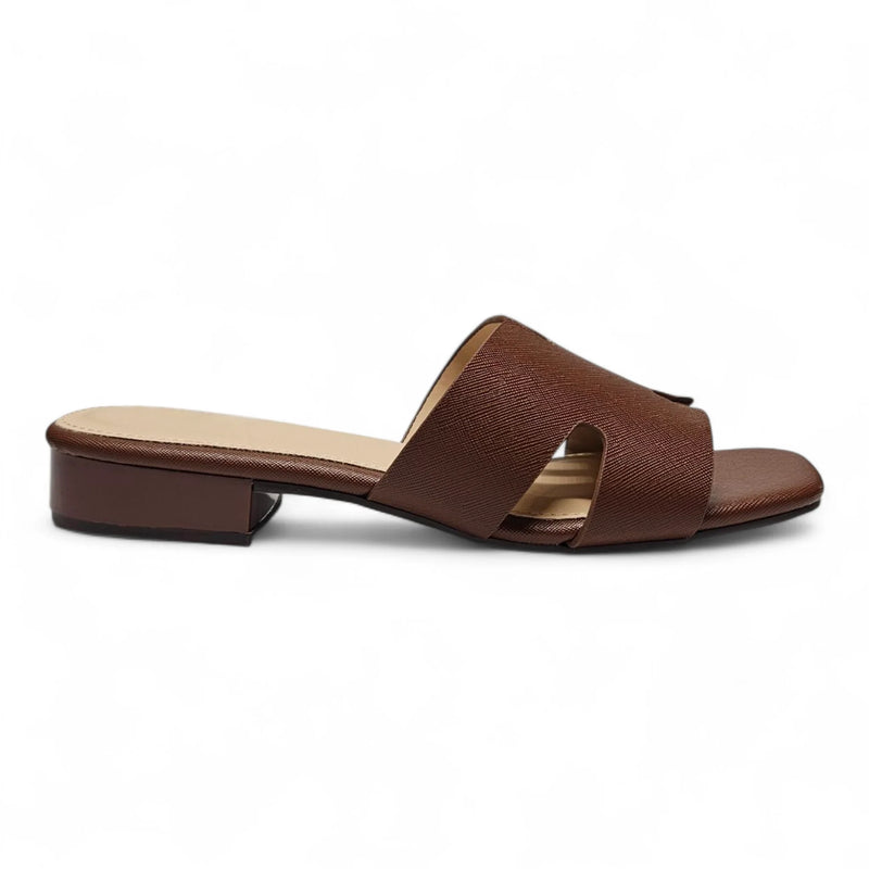 Airy H Band Low Block Heel - Brown / 5.5 - HEELS