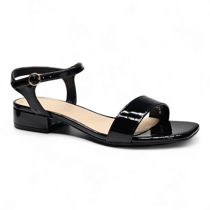 Airy Low Heel Sandal - Black Patent