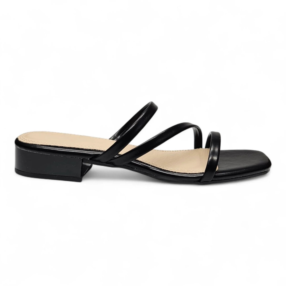 Airy Strappy Square Toe Block Heel Sandals Black / 5.5 HEELS