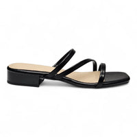 Airy Strappy Square Toe Block Heel Sandals Black / 5.5 HEELS