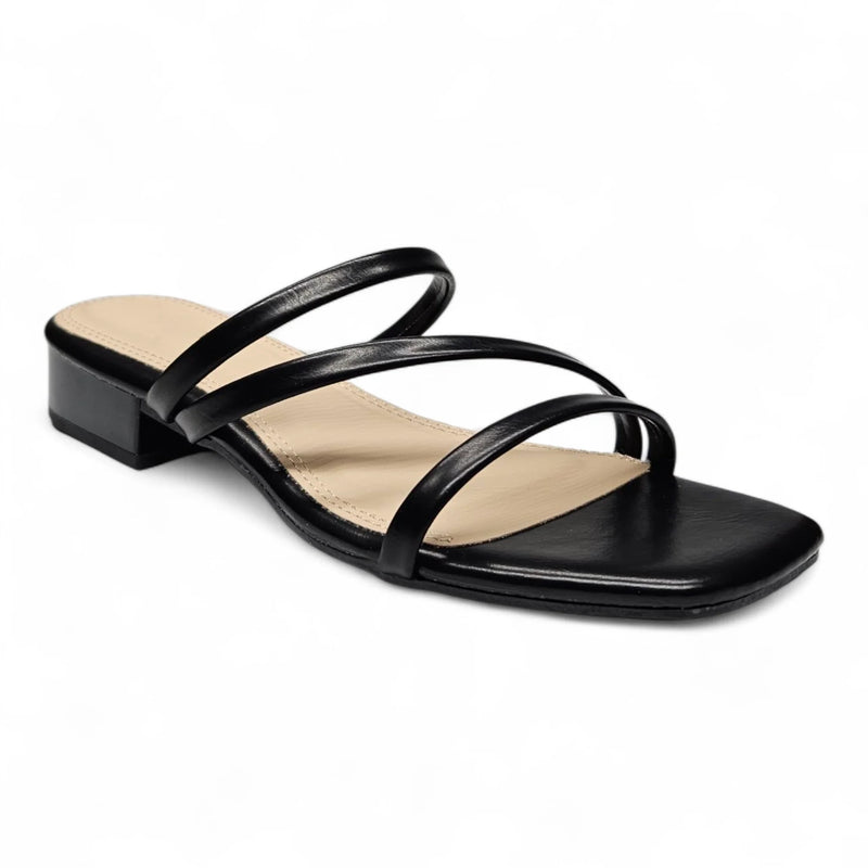 Airy Strappy Square Toe Block Heel Sandals HEELS
