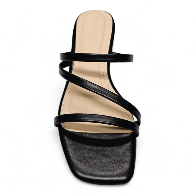 Airy Strappy Square Toe Block Heel Sandals HEELS