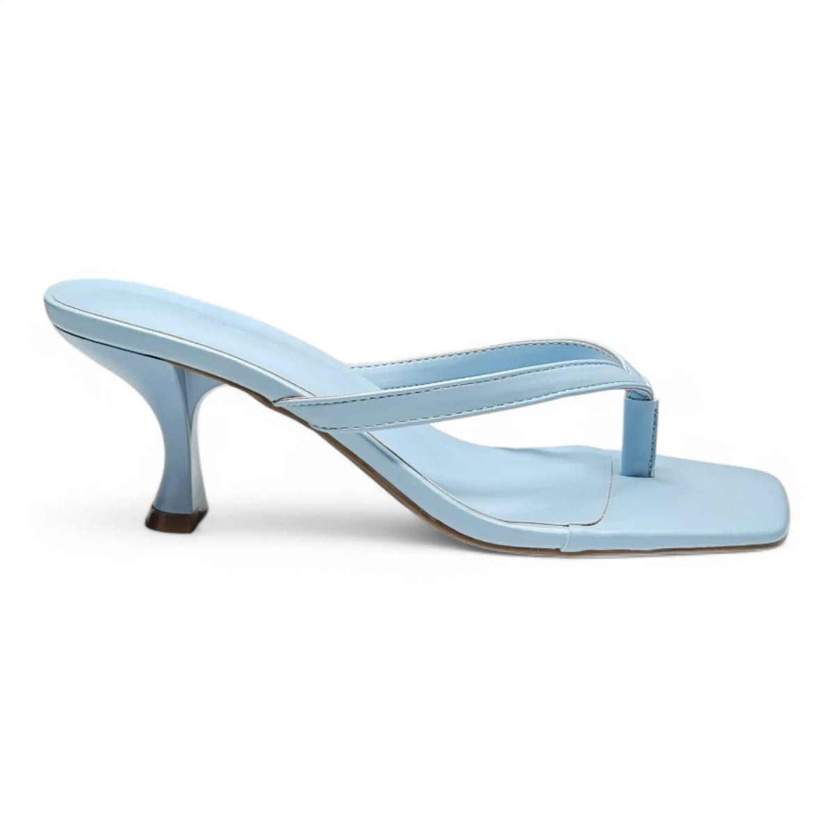 Light blue leather Align Thong Kitten Heel featuring slim heel design