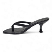 Black leather Align Thong Kitten Heel, perfect for stylish summer days