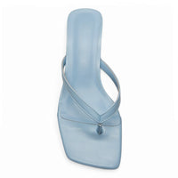 Light blue square-toe thong sandal from Align Thong Kitten Heel collection