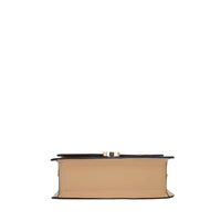 Beige leather Angelica Crossbody Bag with structured design and gold-tone hardware