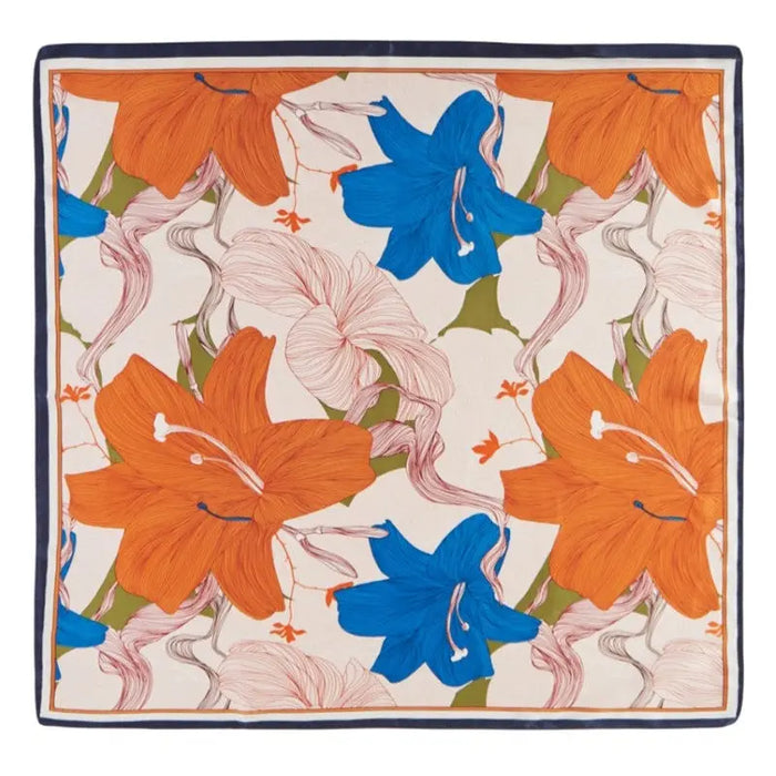 Assorted Lily Flower Print Scarf - Orange - SCARVES