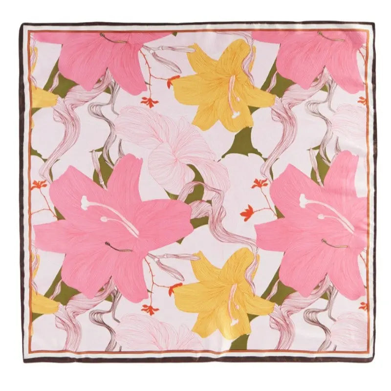 Assorted Lily Flower Print Scarf - Pink - SCARVES