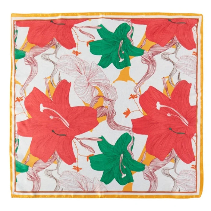 Assorted Lily Flower Print Scarf - Red
