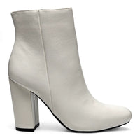 White leather Awake Block Bootie with a stylish chunky heel for trendy footwear