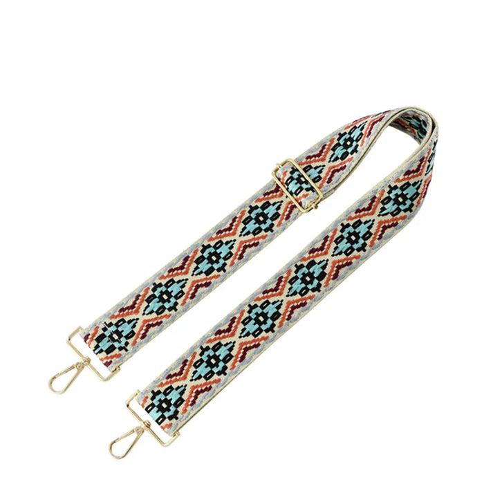 Colorful Aztec Tribal Pattern Guitar Strap with metal clasps for secure attachment