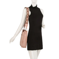 Sleeveless black turtleneck dress and Aztec Tribal Printed Guitar Strap Crossbody Bag