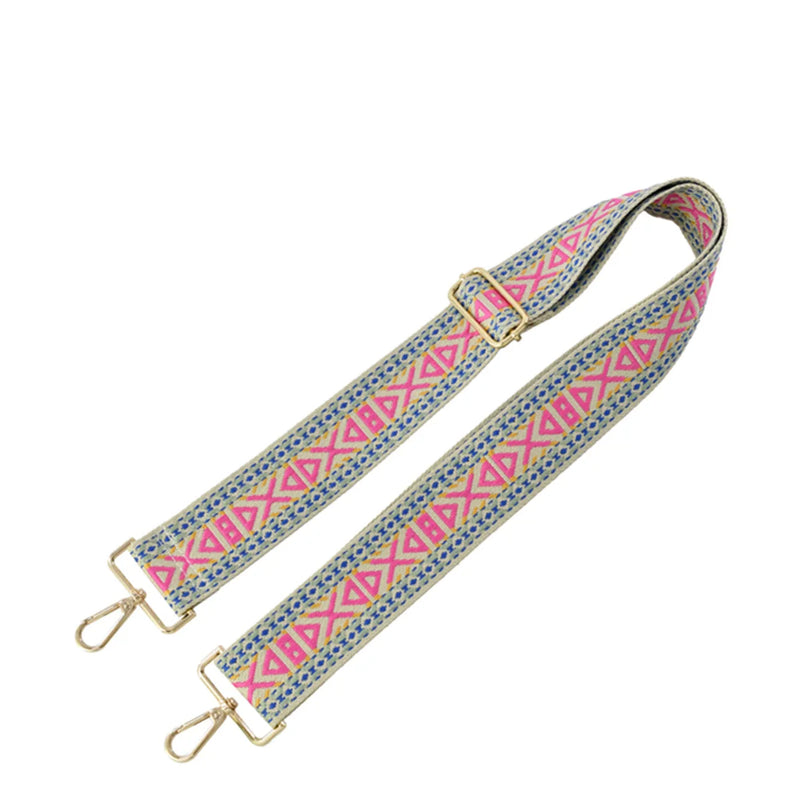 Colorful Aztec Tribal Pattern Guitar Strap with metal clasps for secure attachment