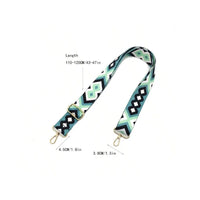 Aztec Tribal Pattern Guitar Strap featuring geometric designs in teal, black, and white