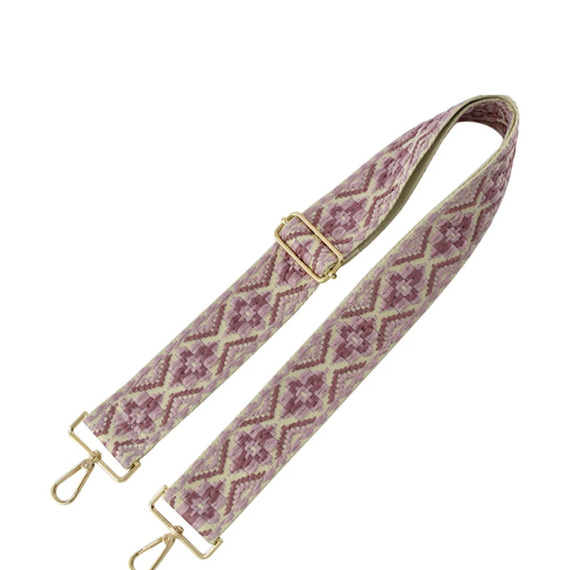 Aztec Tribal Pattern Guitar Strap with gold-toned metal hardware accents ends