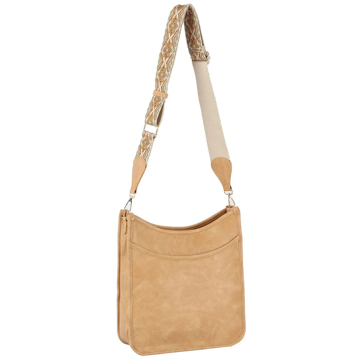 Aztec Tribal Printed Guitar Strap Crossbody Bag - Beige