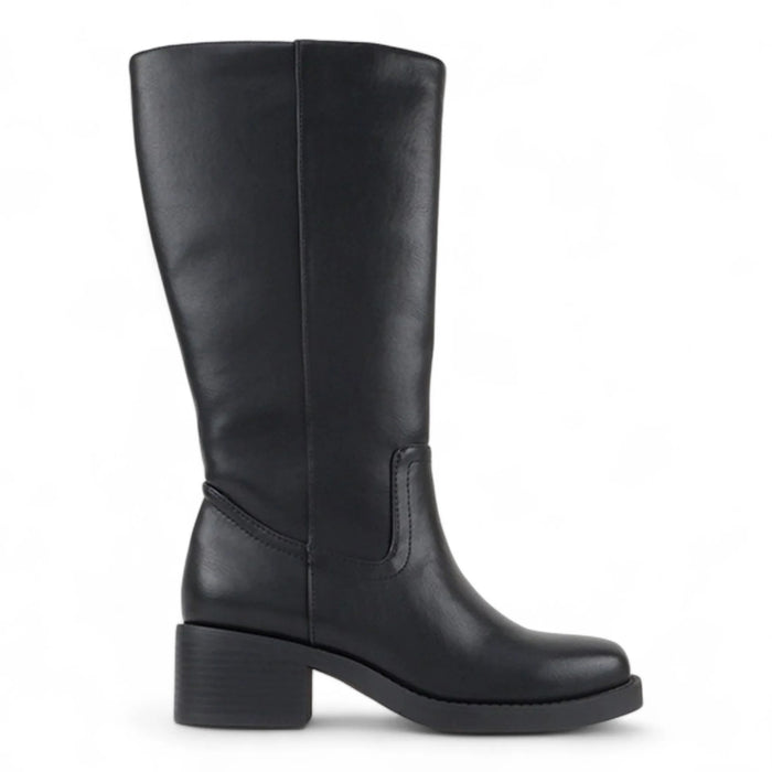 Belvin Square Toe Block Heel Tall Boot - Black