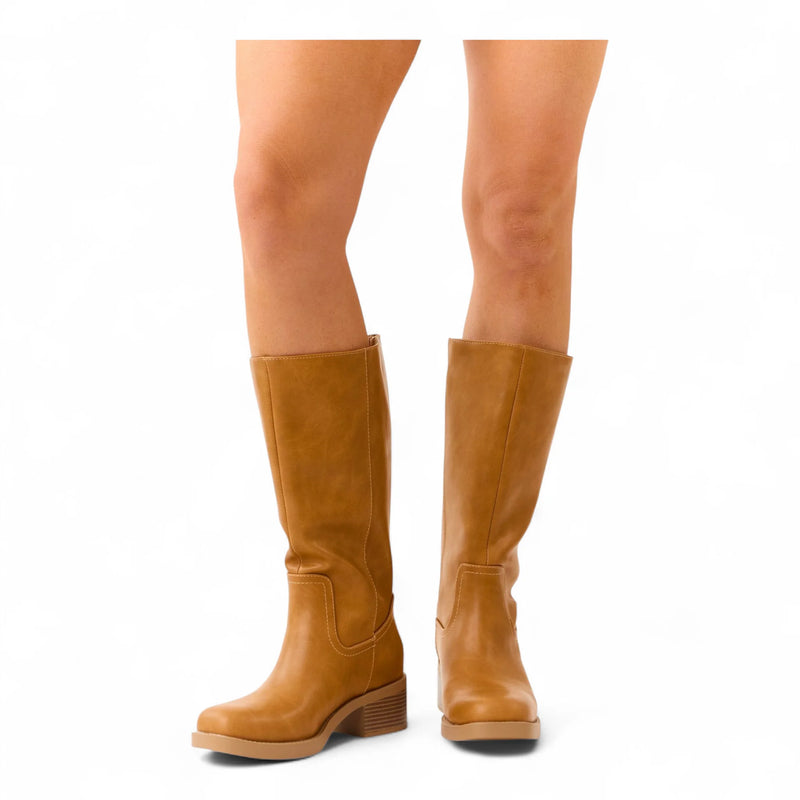Belvin Square Toe Block Heel Tall Boot - BOOTS