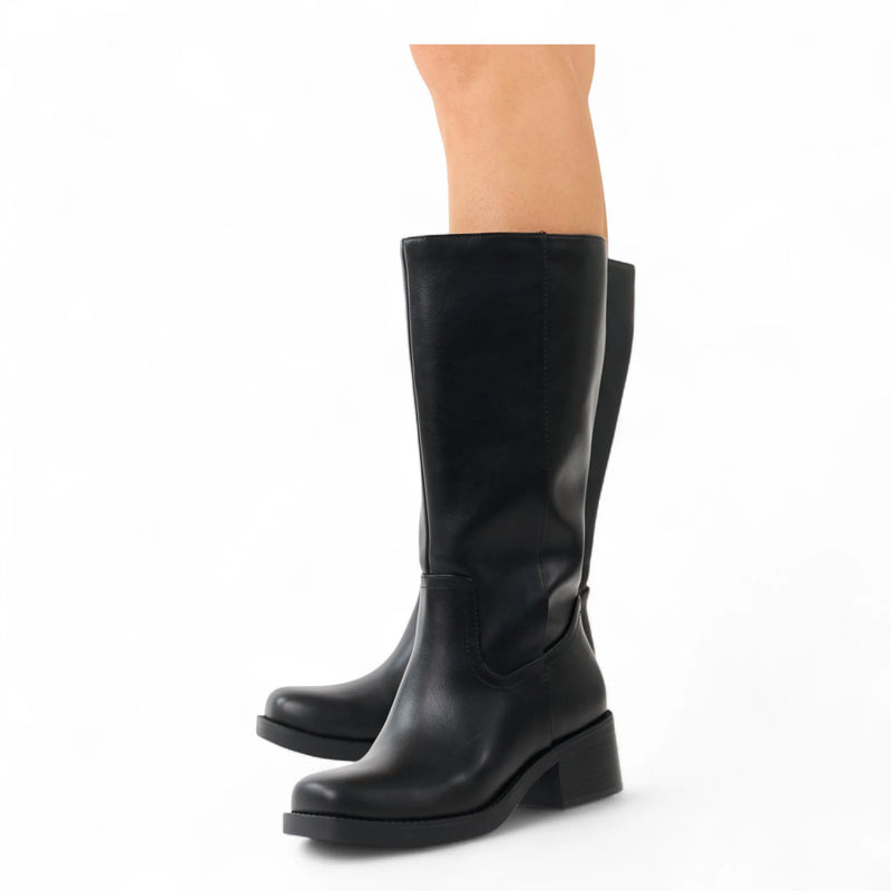 Belvin Square Toe Block Heel Tall Boot - BOOTS