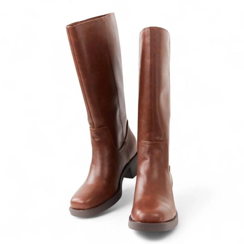 Belvin Square Toe Block Heel Tall Boot - BOOTS