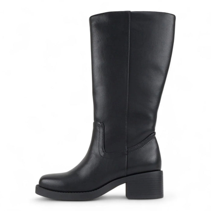 Belvin Square Toe Block Heel Tall Boot - Black