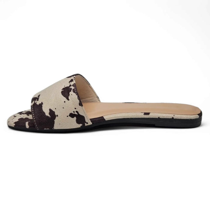 Best Wide Band Cow Faux Slides with stylish cow-print design for trendy comfort