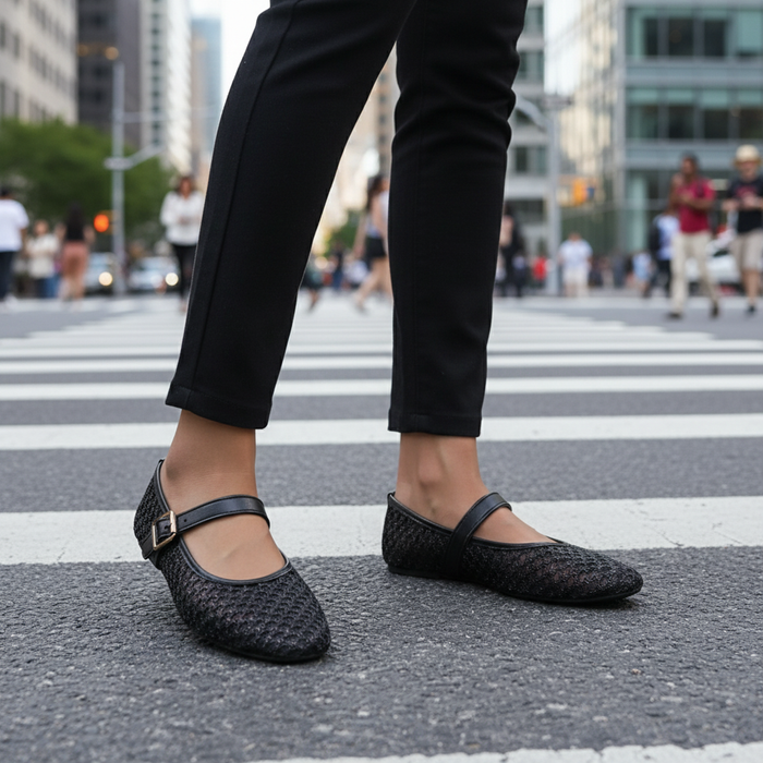 Accept Woven Mary Jane Flats