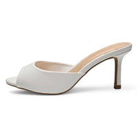 White Blazing Mule Sandal with a slim stiletto heel perfect for stylish looks