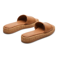 Brown leather slide sandals from Steve Madden Boardwalk collection