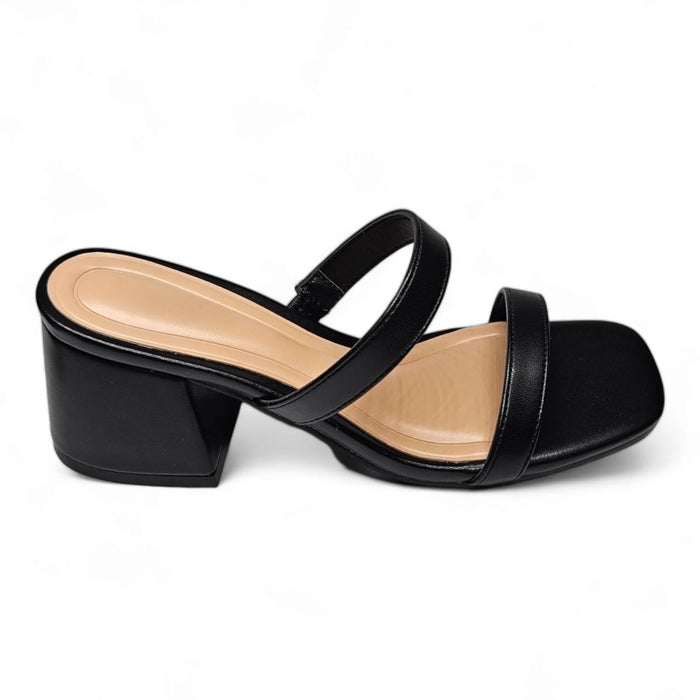 Bobbie Double Band Low Block Heel - Black