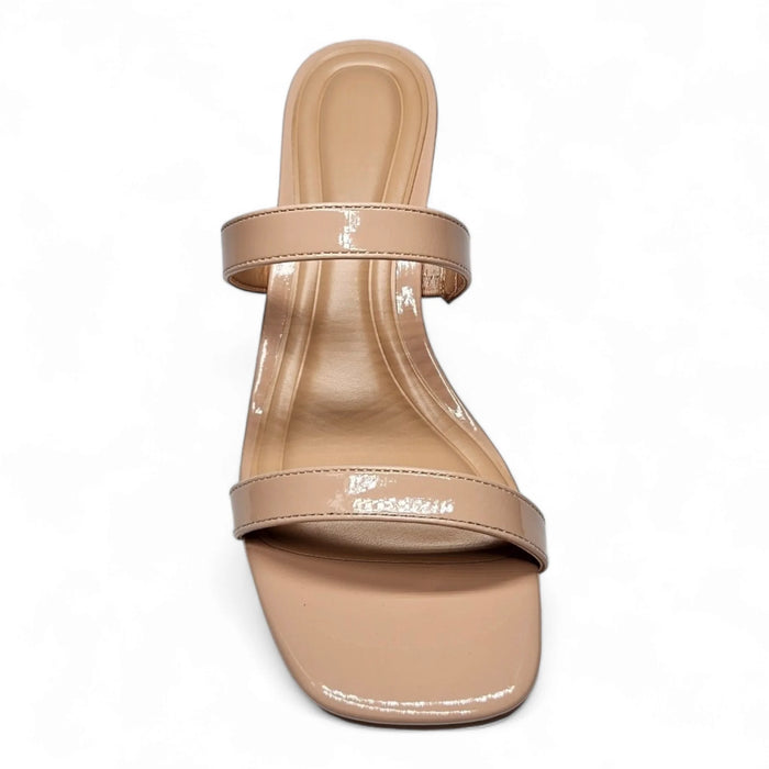 Bobbie Double Band Low Block Heel - Nude
