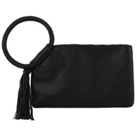 Boho Cuff Handle Tassel Wristlet Clutch - Black - CLUTCH
