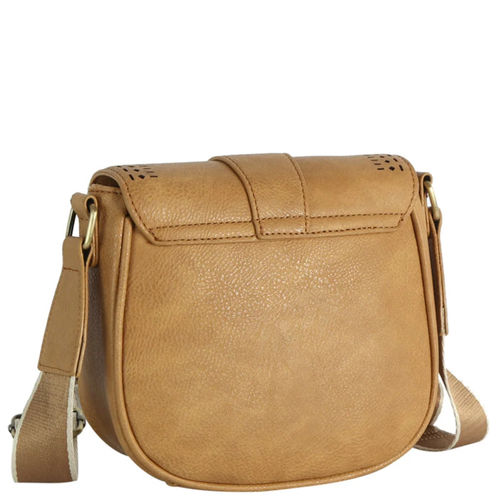 Boho Design Buckle Flap Crossbody Bag - Dusty Blue