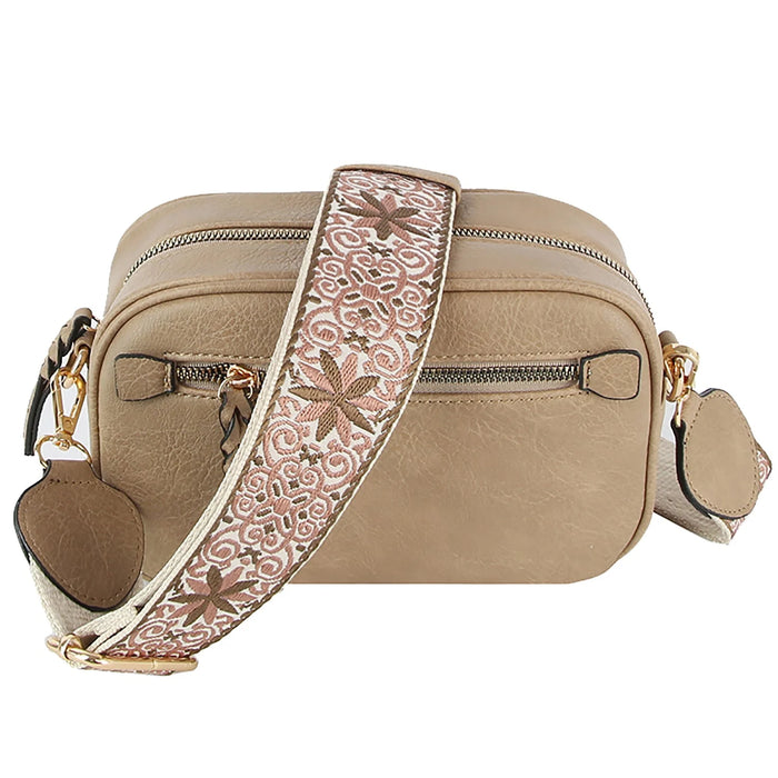 Boho Guitar Strap Crossbody Bag - Mocha