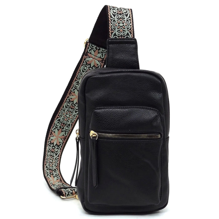 Boho Guitar Strap Sling Bag - Coffee