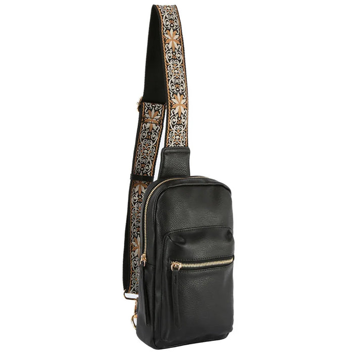 Boho Guitar Strap Sling Bag - Black