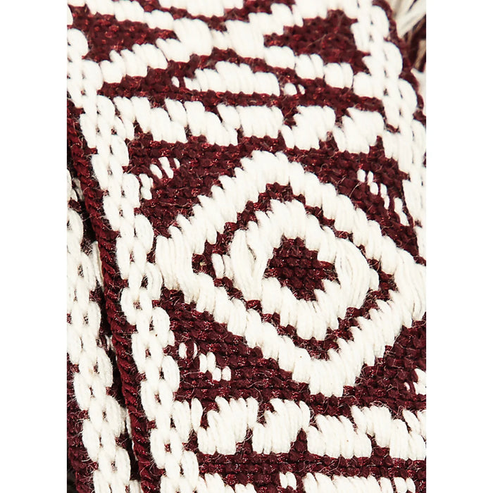 Boho Pattern Braided Belt - Burgundy