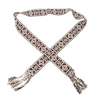 Boho Pattern Braided Belt featuring geometric patterns and tasseled ends