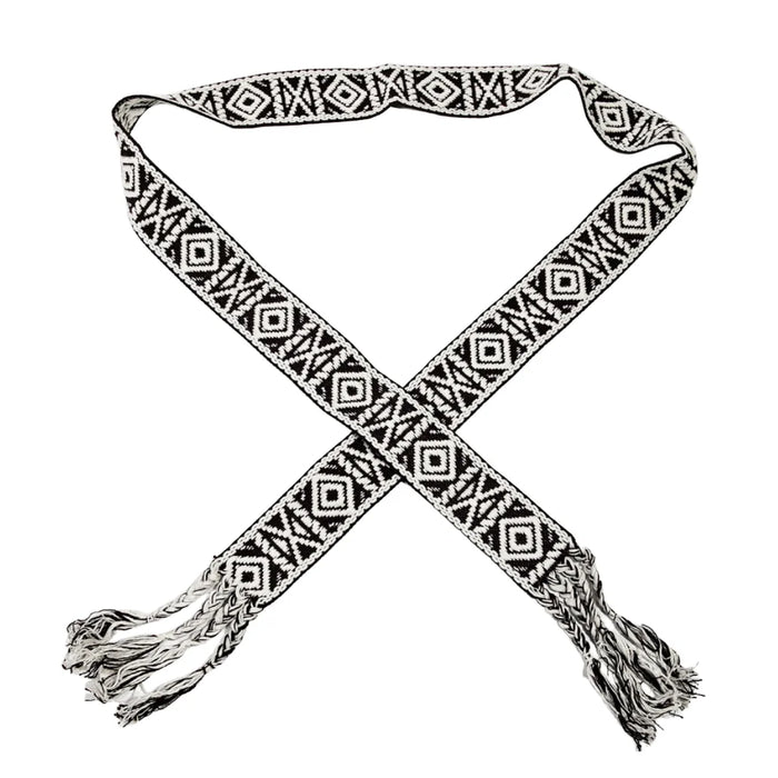 Boho Pattern Braided Belt - Black