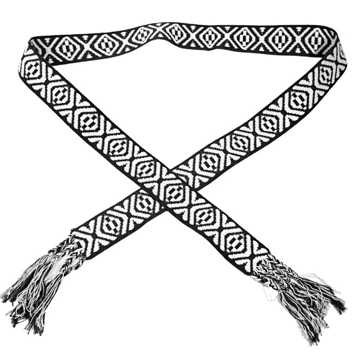 Boho Stripe Pattern Braided Belt - Black