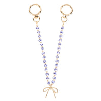 Bow Charm Blue Floral Ceramic Beaded Bag Charm - Bag Charms