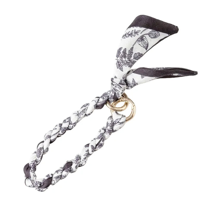 Braided Bandana Bag Charm - Black & White - Bag Charms