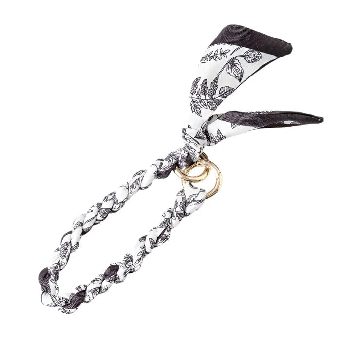 Braided Bandana Bag Charm - Black & White - Bag Charms
